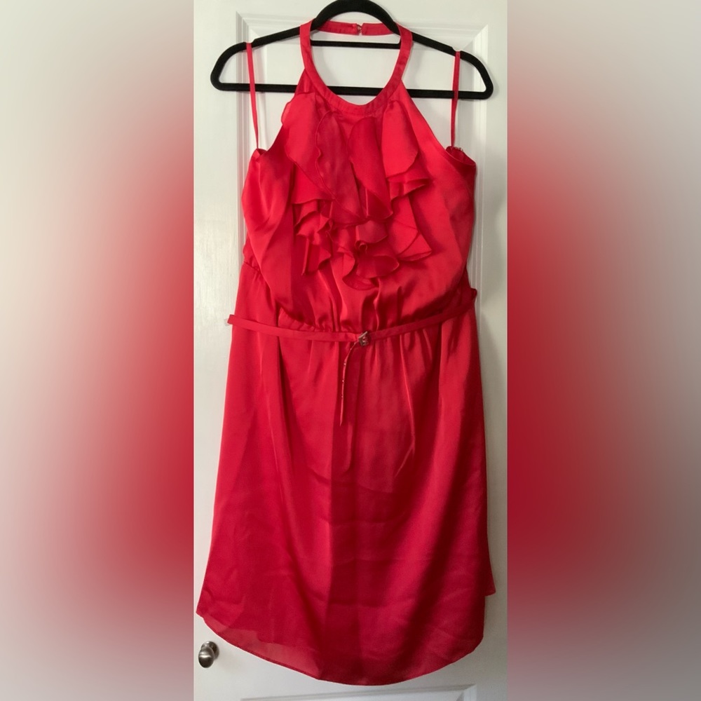 Coral halter mini dress